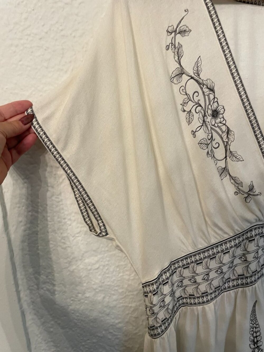 NWT Max Studio Maxi Dress Linen XL Botanical Boho Prairie Cottage Goddess Style - Picture 9 of 14